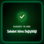 Sahabet adres değişikliği sürecini gösteren bir dizüstü bilgisayar ekranı ve güvenlik kilidi simgesi.